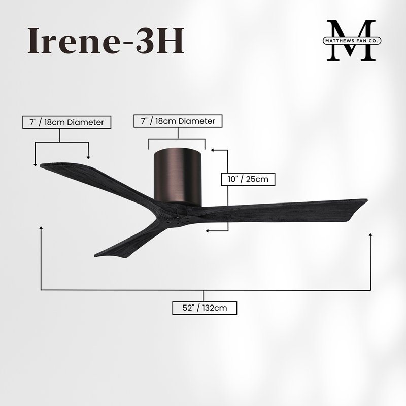 Irene Ceiling Fan, Brushed Bronze, Matte Black, 52"