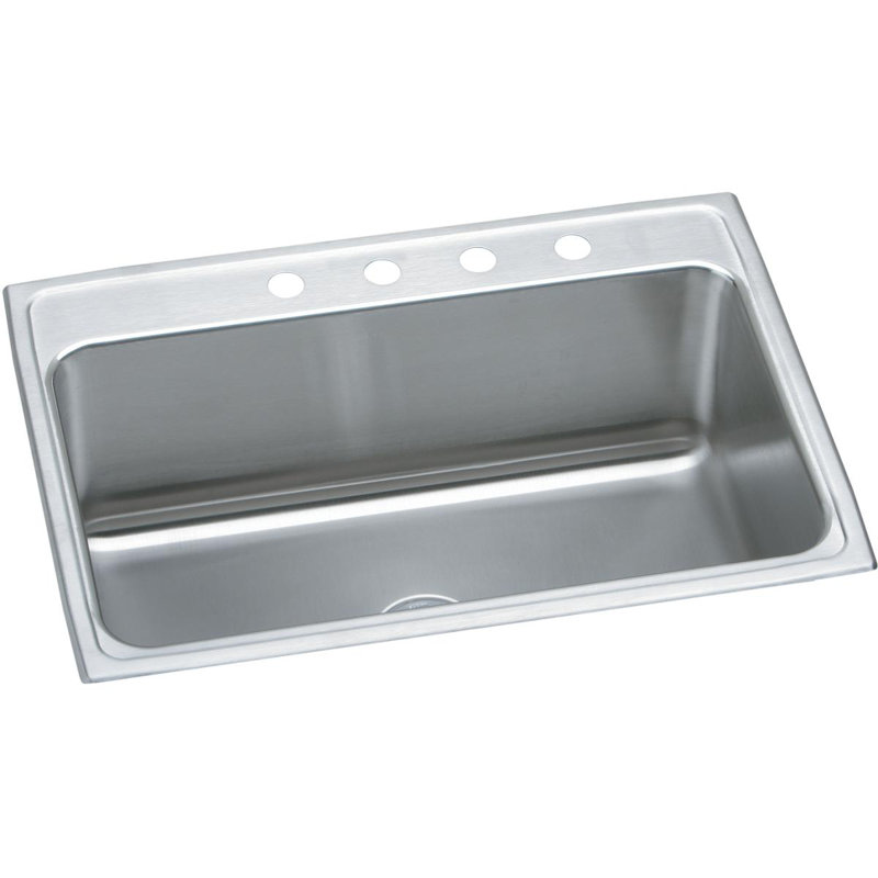 Lustertone 31" L x 22" W Drop-In Kitchen Sink, 4 hole, Chrome