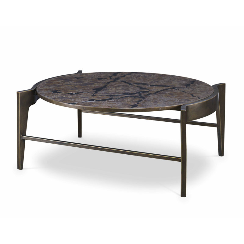 Antiqued Brass and Metal Regency Coffee Table