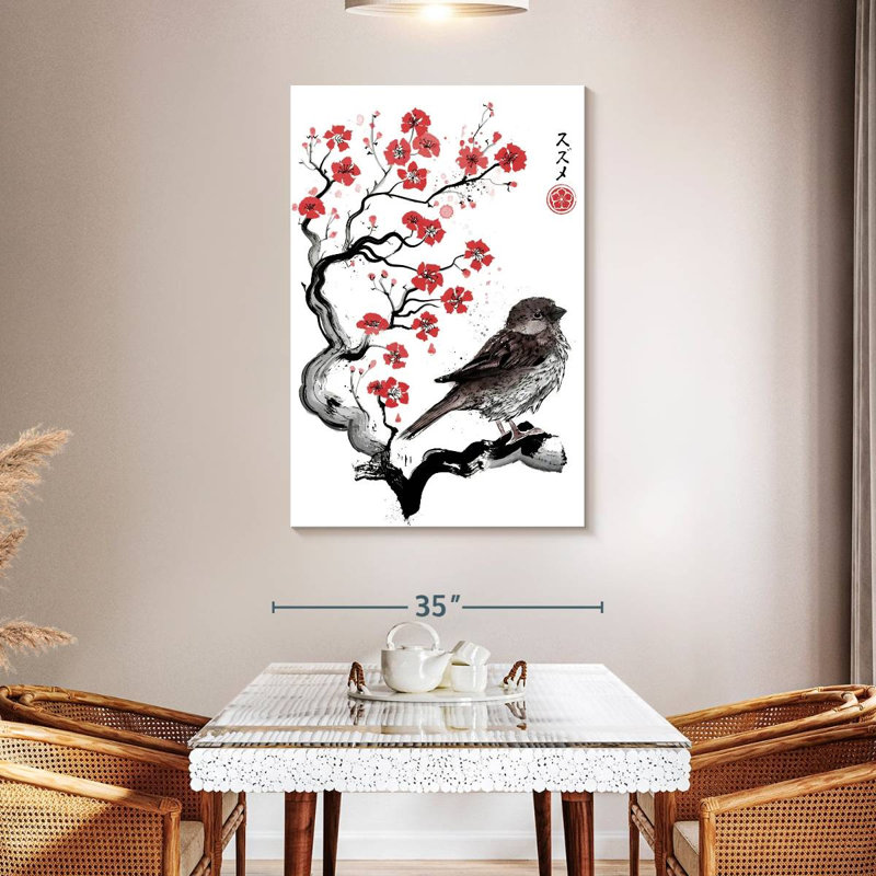 Brampt Little Sparrow Sumi-E, 48" H x 32" W