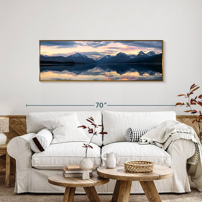 Lac Mcdonald, 57" X 19", Cadre flottant doré