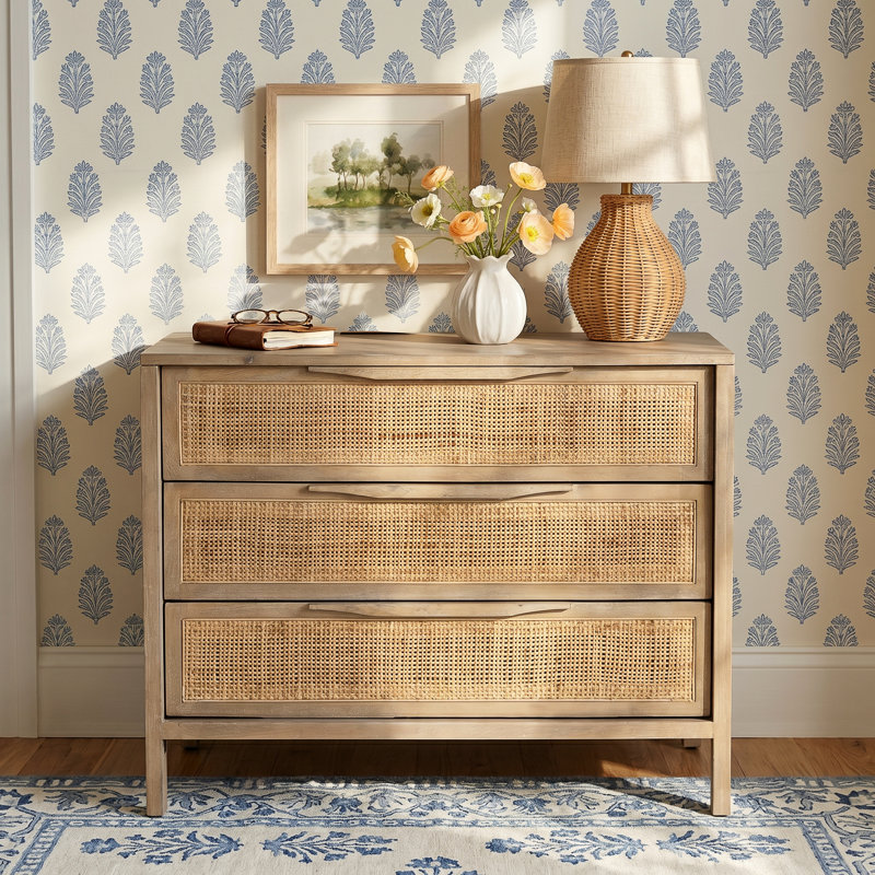 Nellie 3 - Drawer Cane Chest, Natural Mango