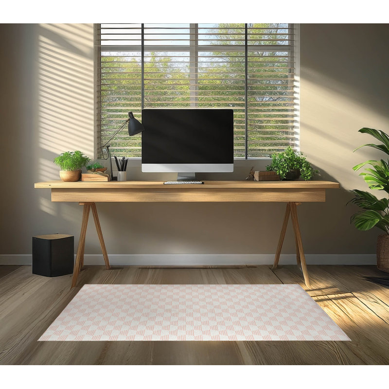 Tapis de bureau léger Hexaline, Rose, L 5 pi x L 3 pi