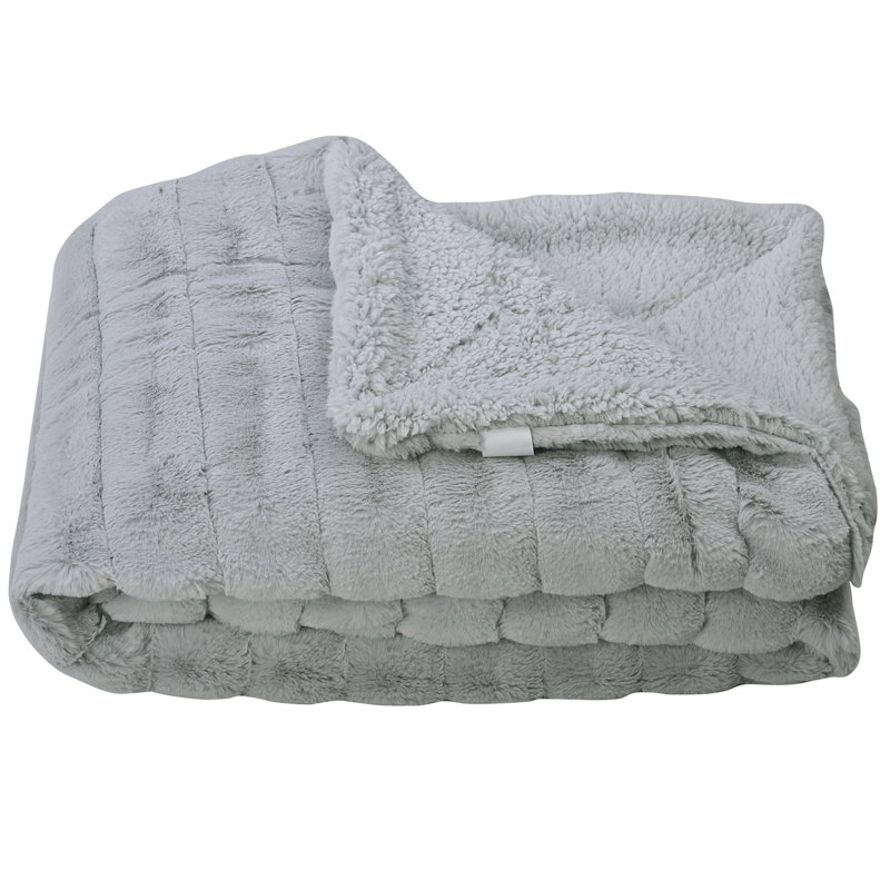 Knitted Throw Blanket, Grey Down, 299.7cm W x 241.3cm L