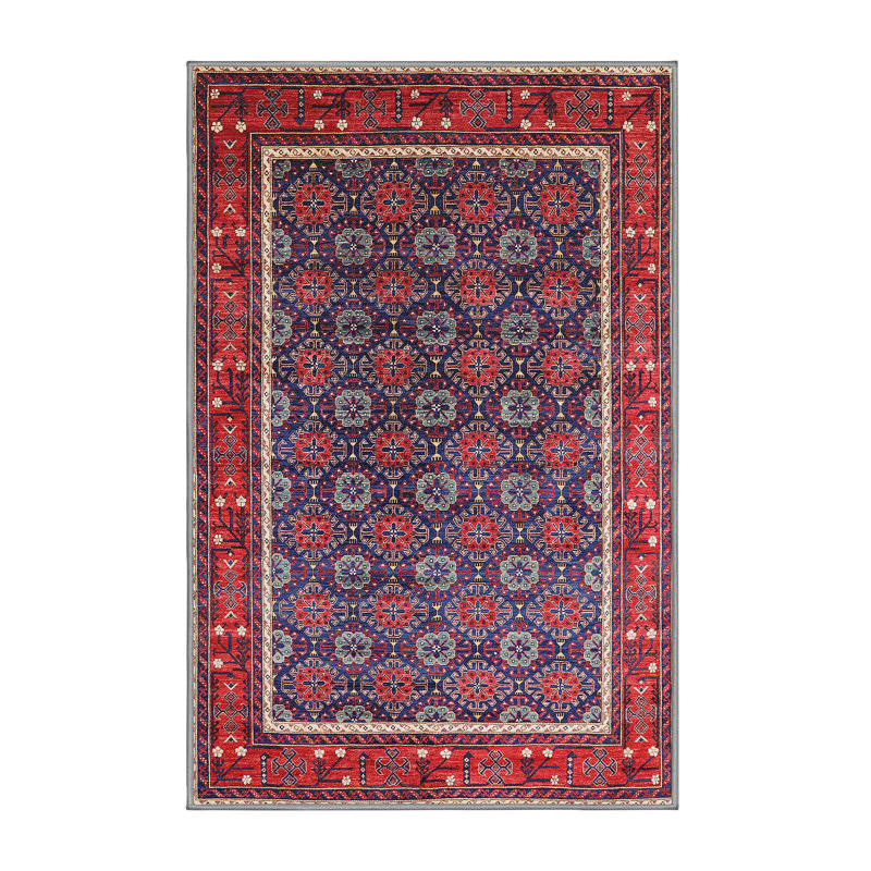 Tapis oriental rouge / bleu Rosier, Rectangle 4 pi x 6 pi