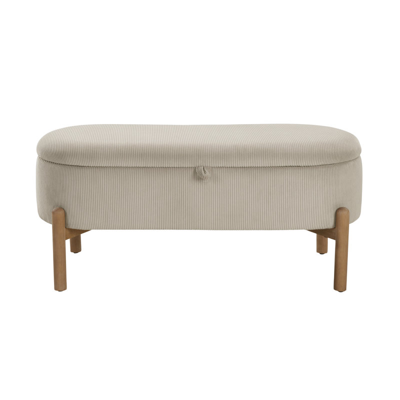 Parkerhouse 42" W Corduroy Upholstered Ottoman With Lift-Top Storage, Beige