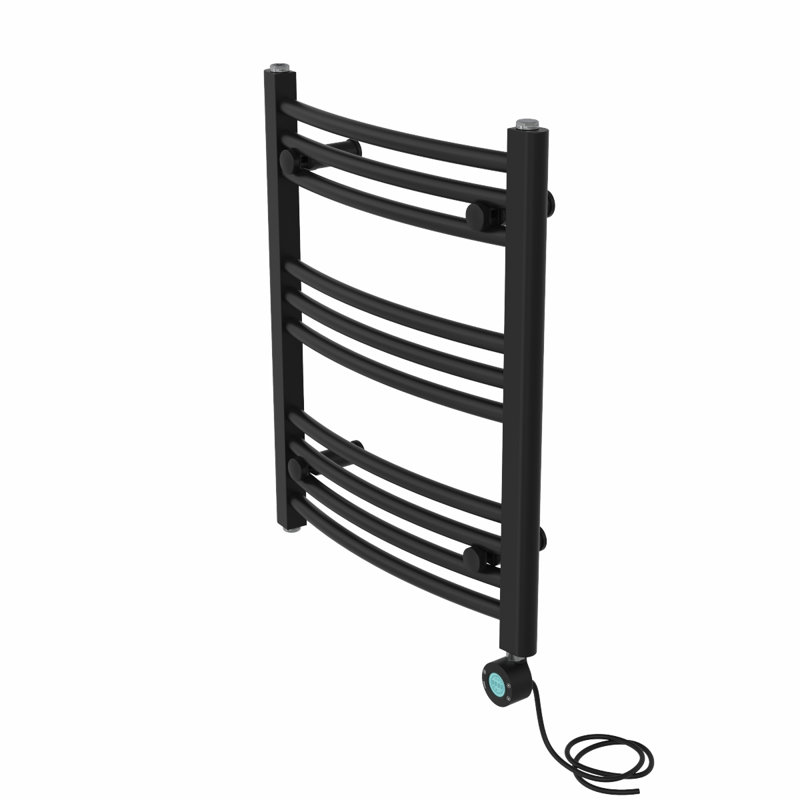 Ameia Curved Towel Rail Heated Towel Rails, Black, 60cm H x 50cm W x 5.2cm D
