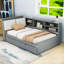 Lit plateforme en bois avec lit gigogne et tête de lit-593007604-593007603