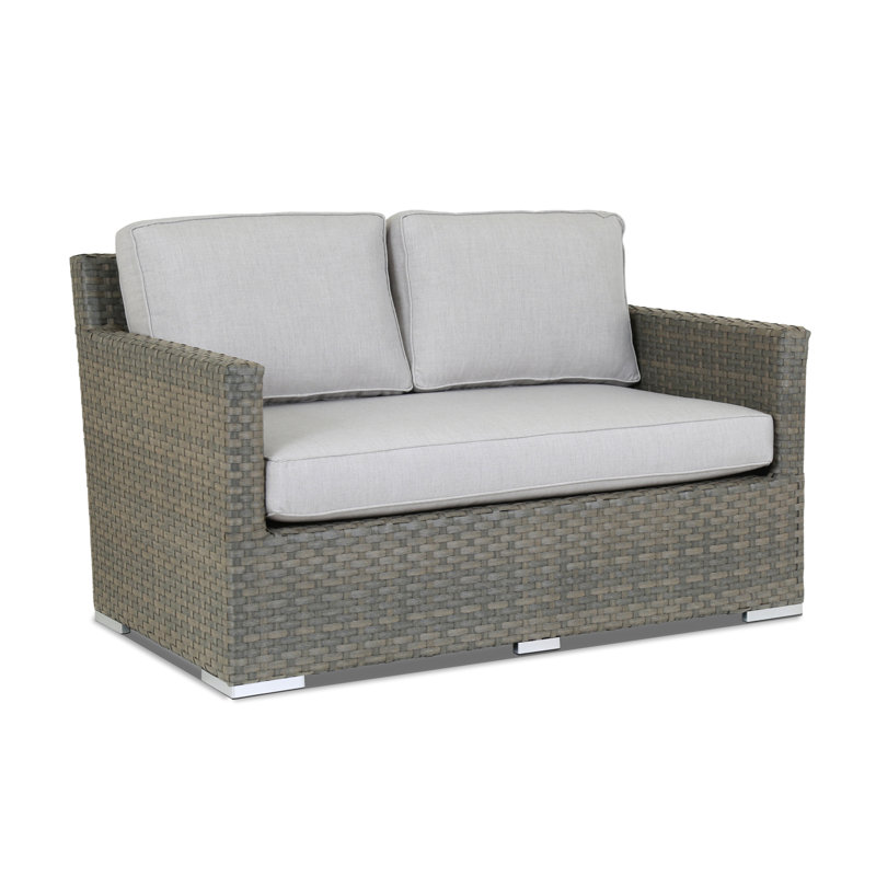 Causeuse avec coussins sunbrella Majorca, Tissage uni argent coulé Sunbrella®