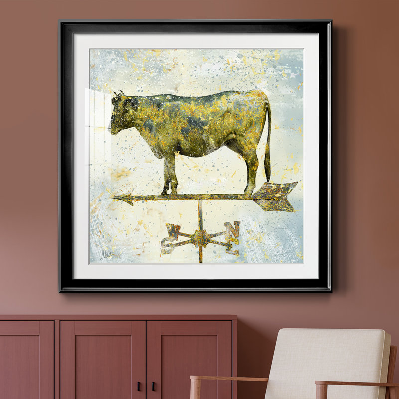Vache Americana - cadre photo, H 26,5 po x l 26,5 po x P 1,5 po, Papier encadré noir