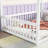 Full Size Canopy Frame Rubber Wood Floor Bed With Fence,Guardrails,White-638814981