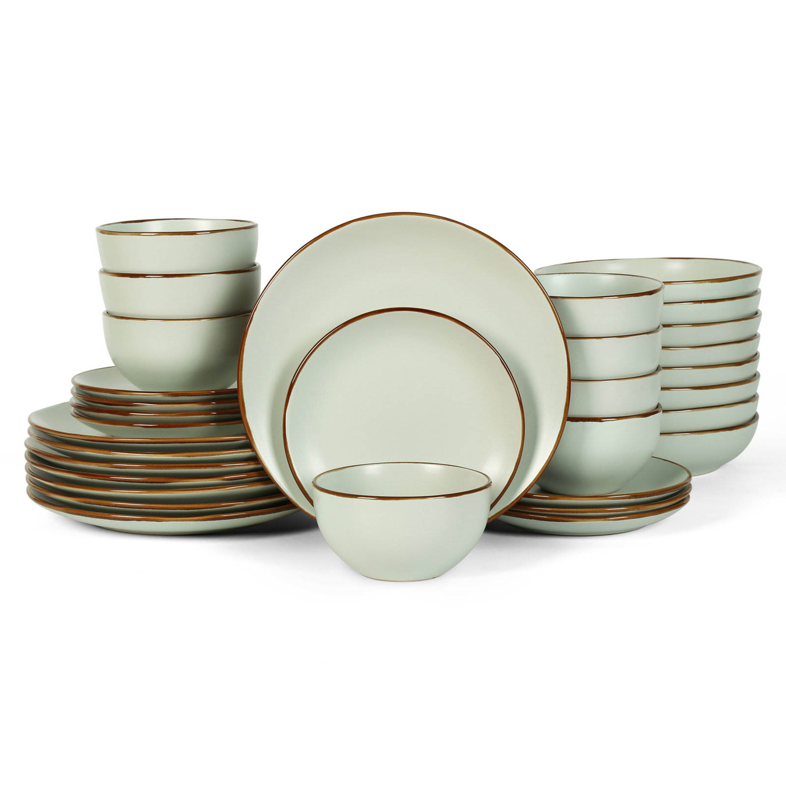 Brasa Stoneware Dinnerware Set, Light Green, 32