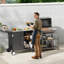 Table de barbecue pour l'extérieur avec évier et armoire, plateforme en métal pliable, roulettes verrouillables à 360 °, acier inoxydable 304, roues spacieuses pour l'espace de travail, fonction de drainage complète, installation facile