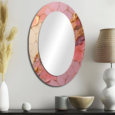 Pink Gold Minimalisme Poteries - Miroir mural ovale moderne rose