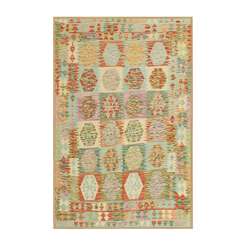 Tapis orange / vert mer Frandsen, Rectangle 8 pi 0 po x 10 pi 0 po