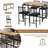 5 Pieces Dining Set, Industrial Counter Height Pub Bar Table Set, PU Stools With Backrest