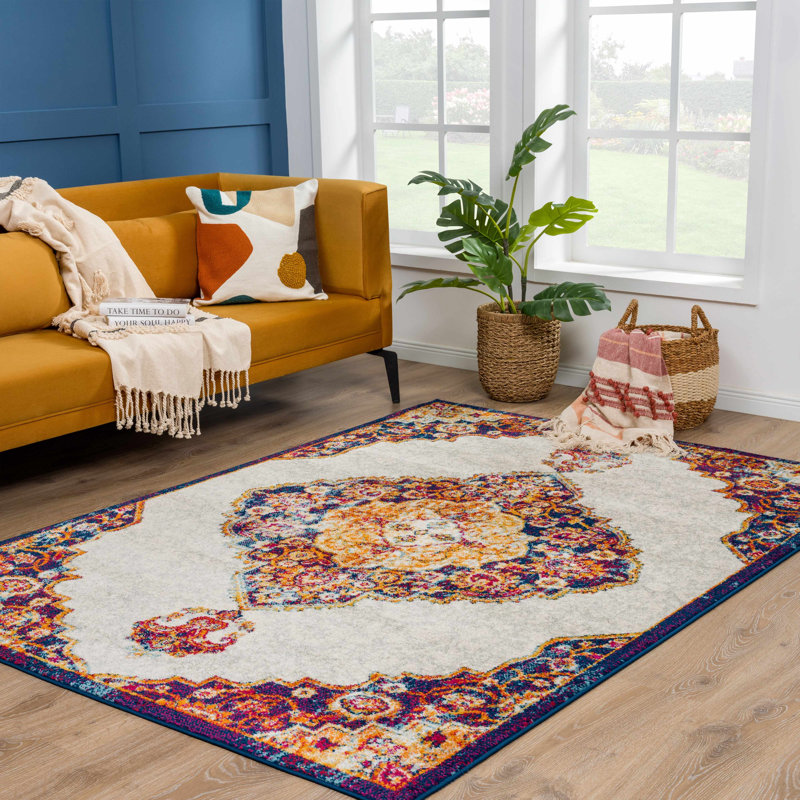 Edgao Oriental Indoor Rug, Rectangle 6'7" x 9'