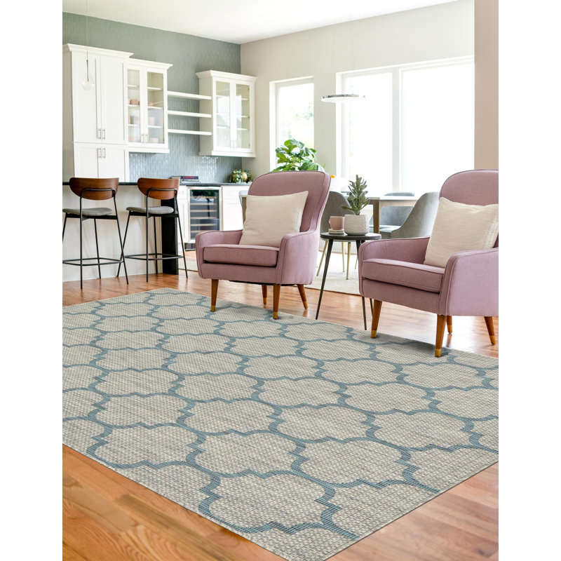Tapis gris à motif géométrique Bethany-Mai, Rectangle 5 pi 1 po x 8 pi