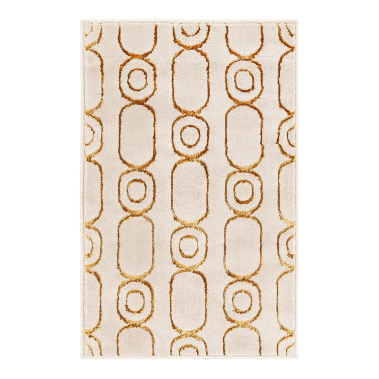 Latitude Run® Column Nikica Rug White and Gold