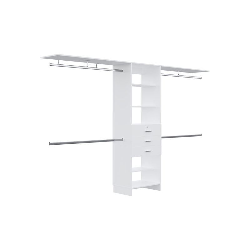 Système de placard, 3 tiroirs, 5 tablettes, Blanc