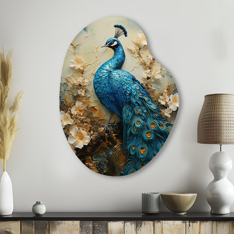 Décoration murale irrégulière en métal Thamim - Peacock Pear, H 38 po x l 28 po