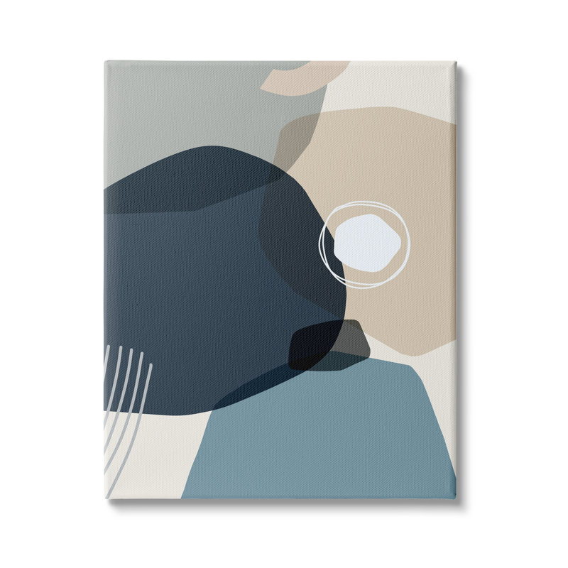 Mod Shapes Arranged Abstract Circle Collage Blue Beige par - Impression, Toile tendue, H 48 po x l 36 po x P 1,5 po