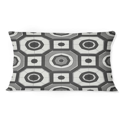 Coussin lombaire gris Mid-Century Hexagon I