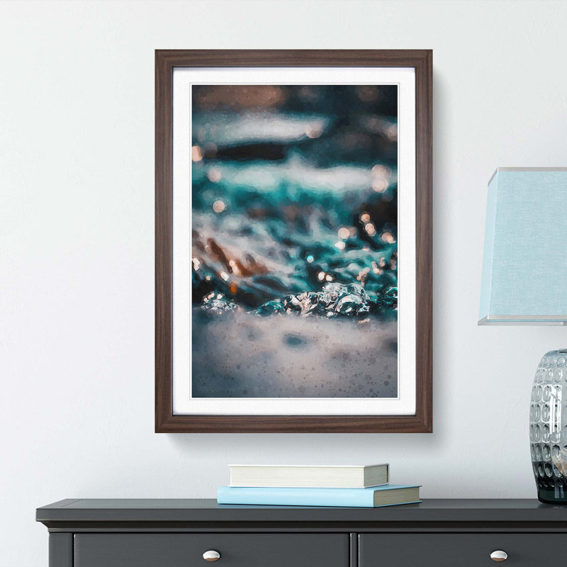 Splash of Water in Abstract - Picture Frame Graphic Art Print, Walnut Framed, 87cm H x 62cm W x 2cm D