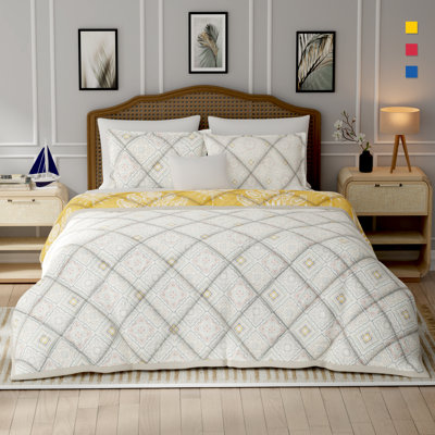 Traditional Utility Color Sense 100% Cotton Percale Printed Landour 3-Piece Quilt Set