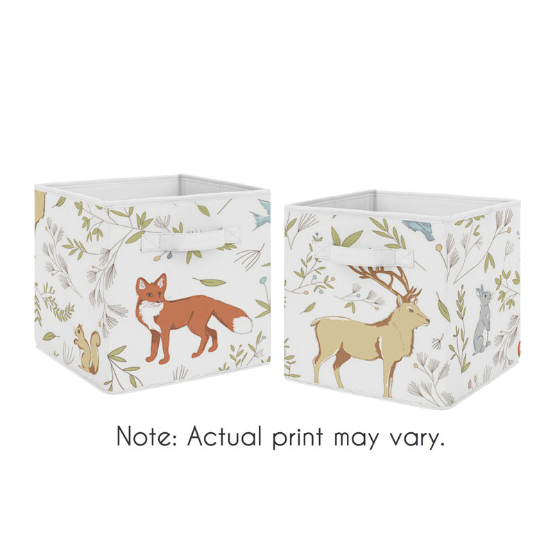 Woodland Animal Toile Foldable Fabric Storage Cubes Set