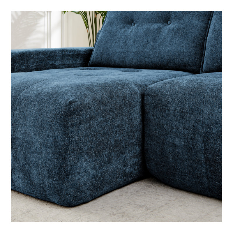 Canapé modulaire modulaire sans assemblage en L, Bleu
