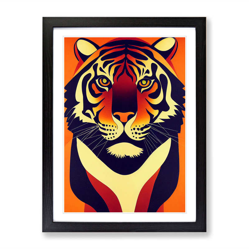 Tiger No.2 Abstract - Single Picture Frame Print, 64cm H x 46cm W x 2cm D, Black Framed
