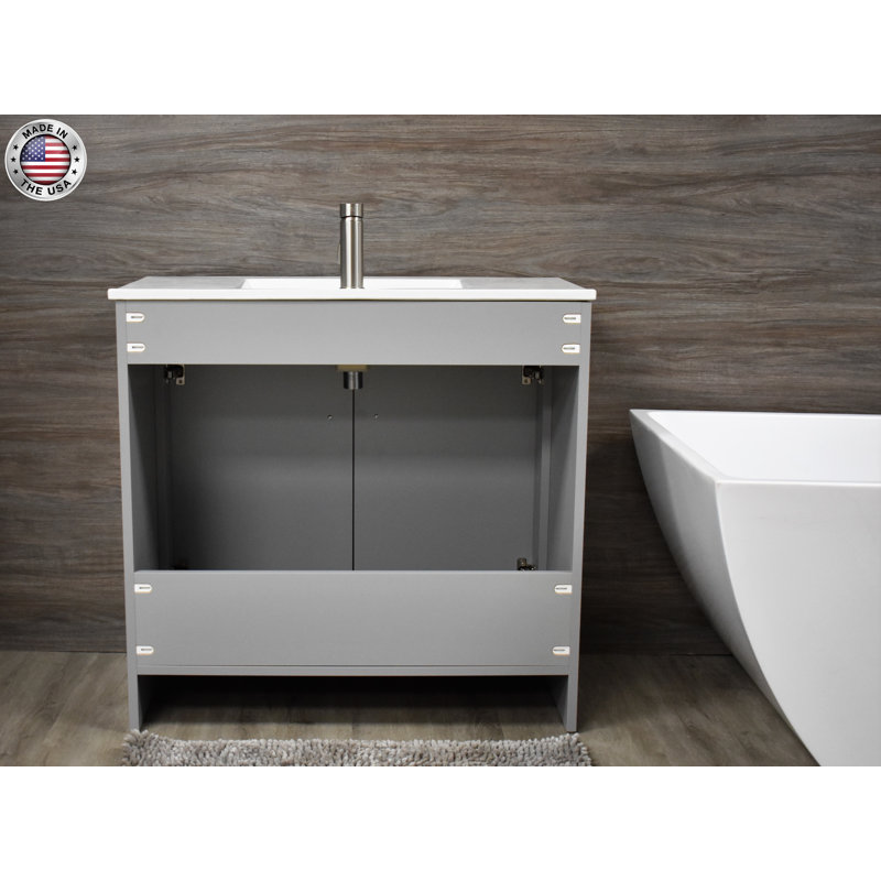 Ensemble de meuble-lavabo simple 36" Amrooti, Gris