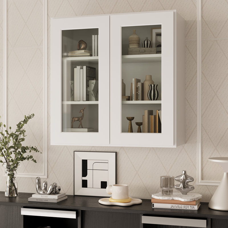 Armoire murale en verre blanc