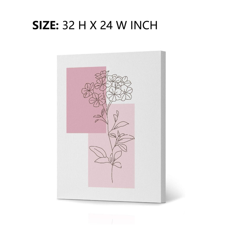 Décoration murale tendue à motif floral rose doux, H 32 po x l 24 po pour chambre à coucher