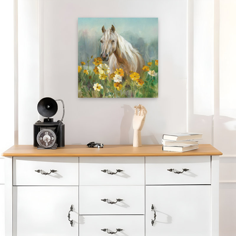 «Contemporary Farm and Field II» avec art animalier contemporain, H 18 po x l 18 po