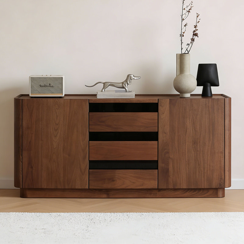 Buffet de rangement en bois massif de grande capacité, H 28,74 po x l 66,92 po x P 15,74 po
