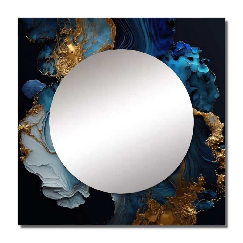 Franchinni - Miroir carré abstrait en marbre pour décoration murale, 23 po x 23 po