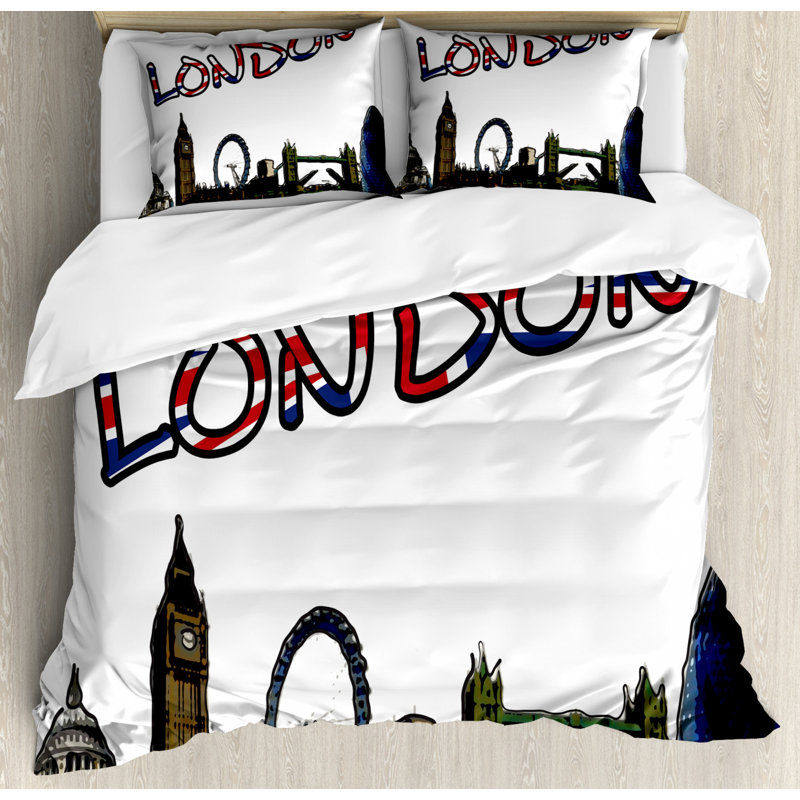 Ensemble de housse de couette london, Housse de couette grand + 2 taies décoratives