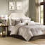 Édredon 7 pièces pour très grand lit taupe Charmeuse, coussins décoratifs et très grand lit