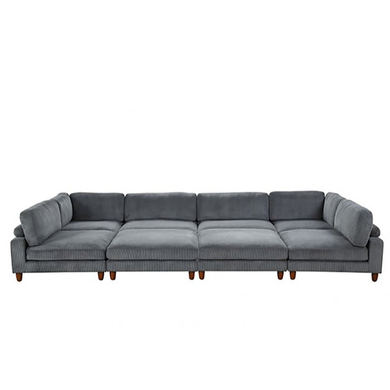 Cheston 8-seat Modular Sectional, Gray Corduroy