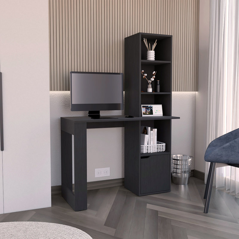 Bureau d'écriture avec bibliothèque et armoire, noir