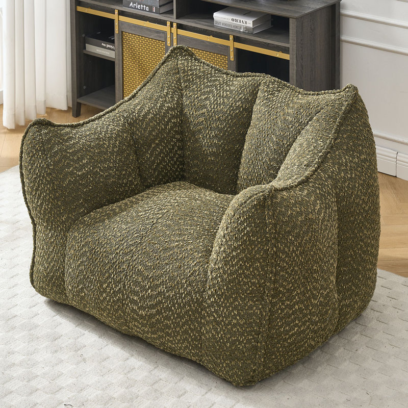 Fauteuil à billes Chenille, Chenille vert olive, H 30,7 po x l 47,2 po x P 36,2 po