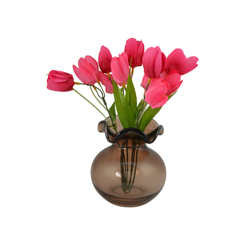 5" Daisy Glass Vase Aroma Diffuser, Brown