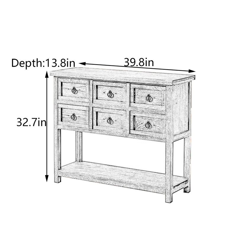 Console à six tiroirs