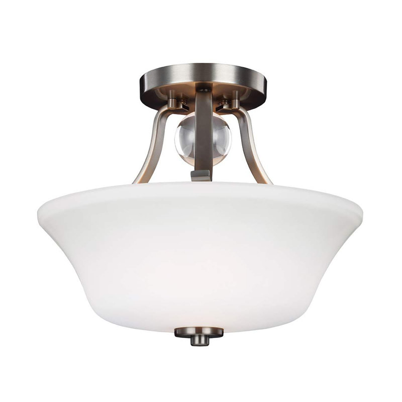 Scrivner Glass Semi Flush Mount, Satin Nickel