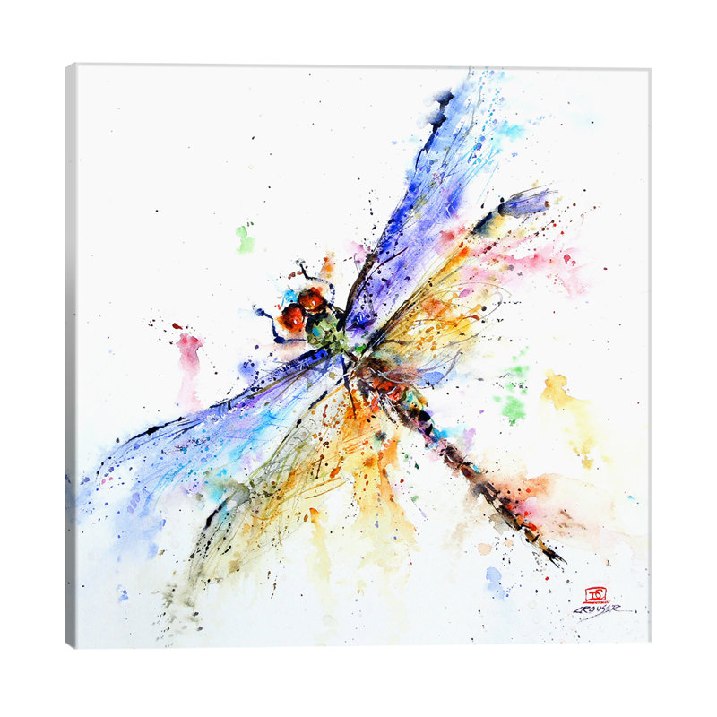 «Dragonfly» par Dean Crouser, reproduction d'art sur toile tendue, H 26 po x l 26 po x P 1,5 po, Toile tendue, Pas de tapis