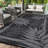 9x12 FT Black/Grey Modern Leaf Reversible Outdoor Rug, Waterproof Washable Non-Shedding Easy-Clean Plastic Straw Carpet for Indoor Outdoor Patio Porch Deck RV Picnic Beach-724205155-724205152