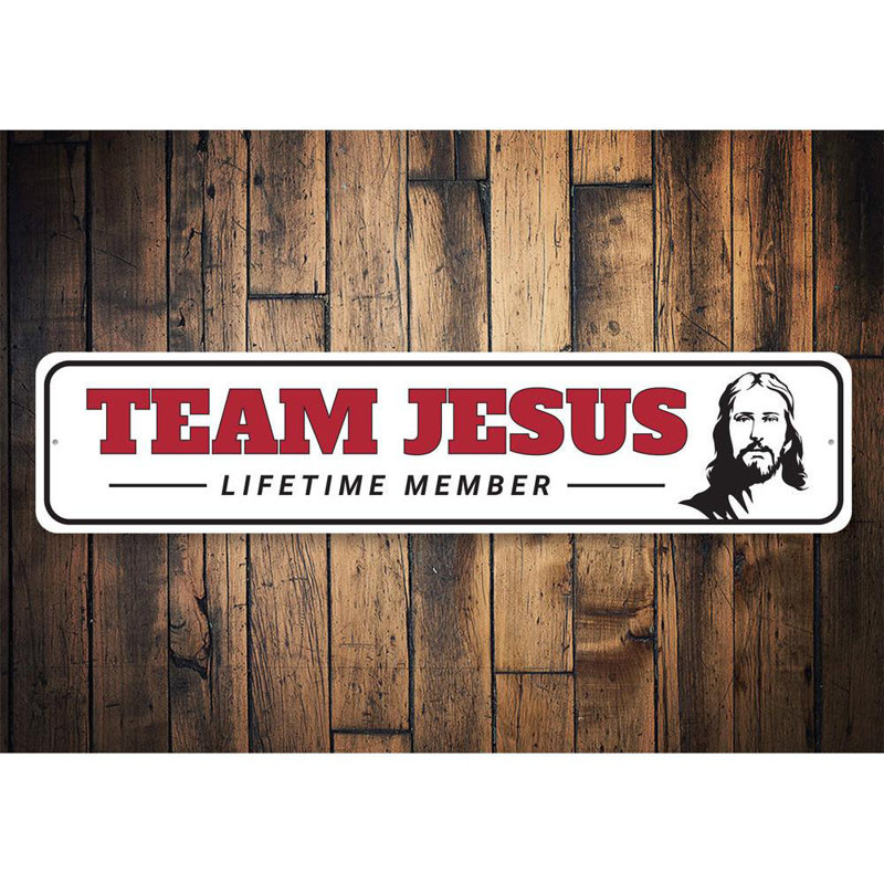 Enseigne en aluminium Team Jesus, H 4 po x l 18 po x P 0,04 po