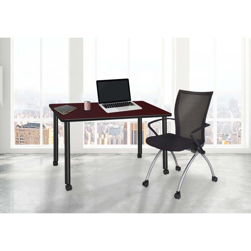 Regency Kee Mobile Desk, 29" H x 48" W x 24" D, Mahogany/Black